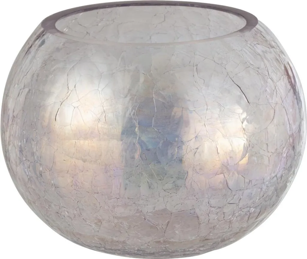 Photophore Boule Effet Perle Lila J-Line - Verre Fissuré Design Bohème