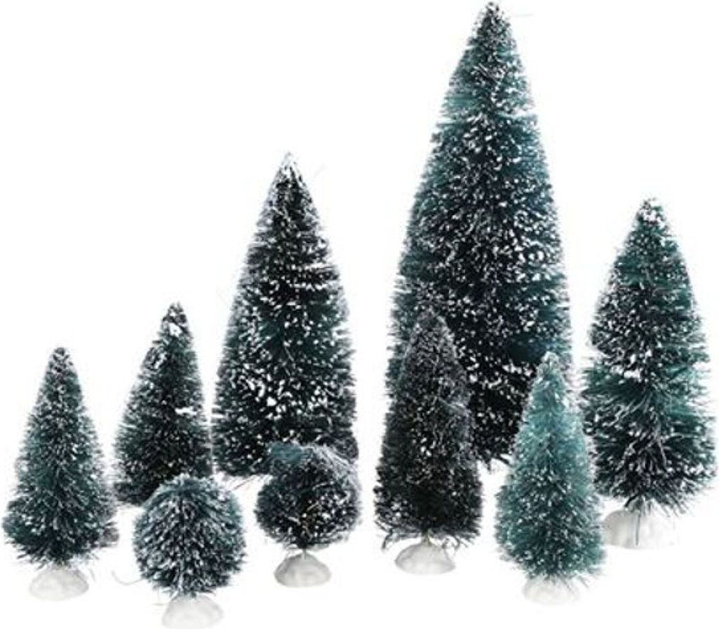 Dekotannen 9er-Set beschneit Tannenbaum Weihnachtsbaum Produktbild 