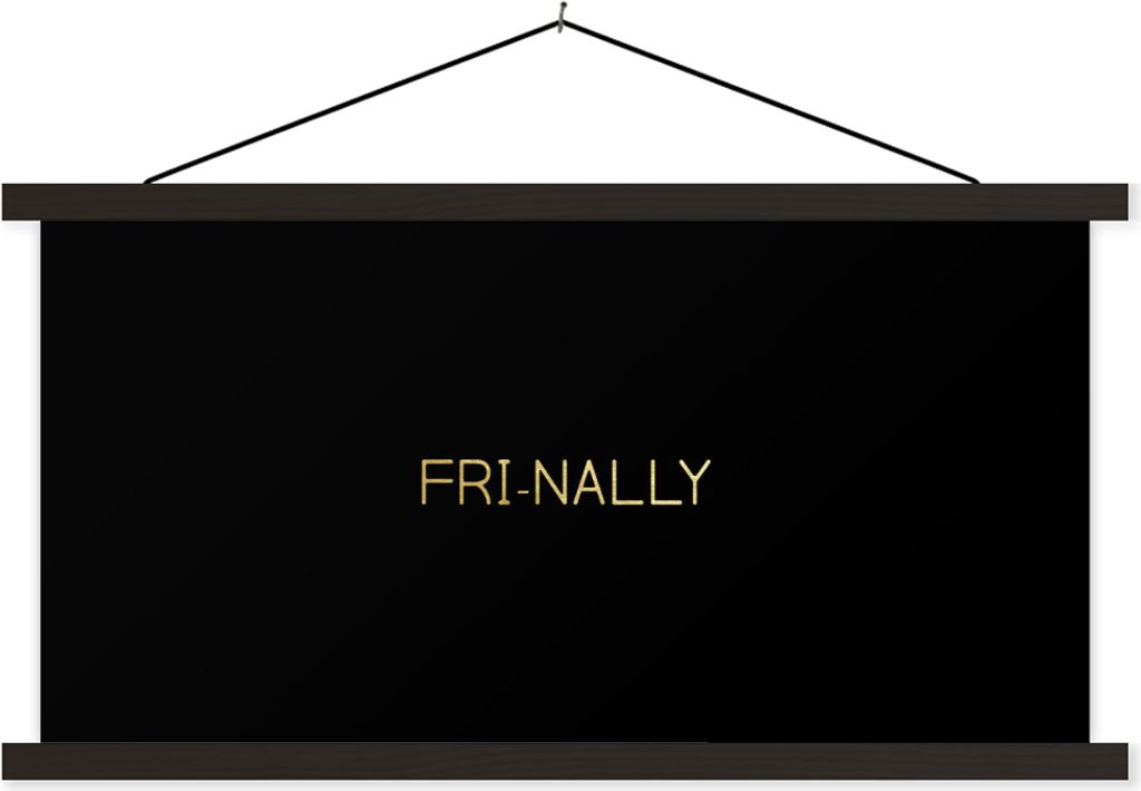 MuchoWow Textilposter Zitate - Freitag - Schwarz - Gold 150x75 cm mit schwarzem Rahmen - Posterleiste