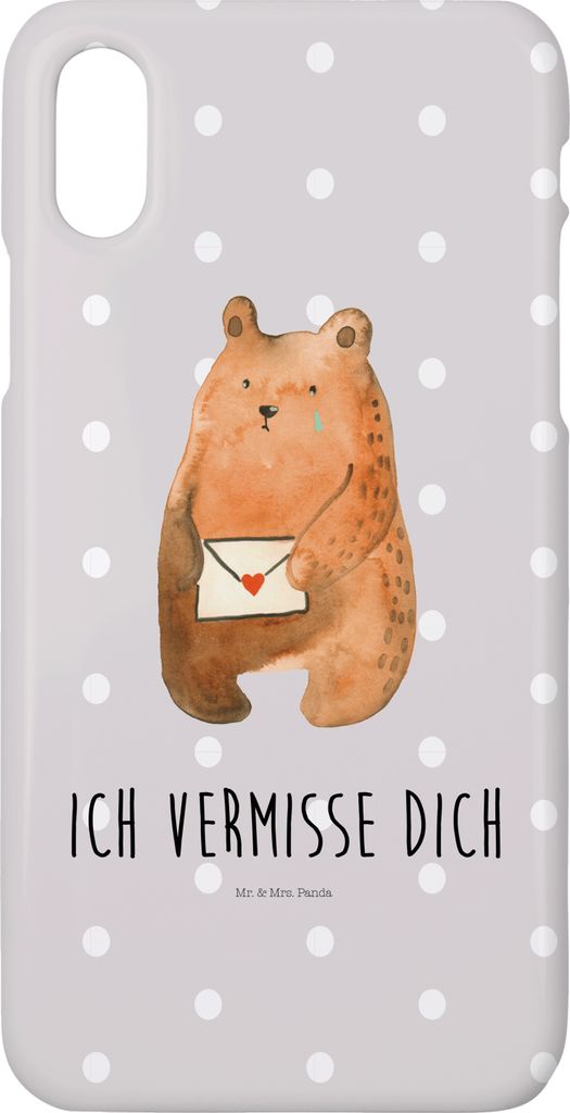 Mr. & Mrs. Panda Iphone 10 Handyhülle Bär Vermissen - Grau Pastell - Geschenk, Hülle, X, Handy Case, Verreist, Liebeskummer, Unglücklich Verlie...