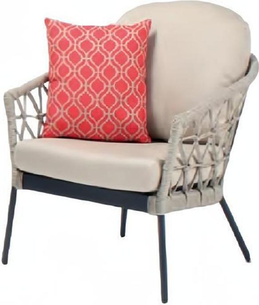 Sessel Design Terrasse Polster Polster Moderne Luxus Beige Hochwertig Rattan