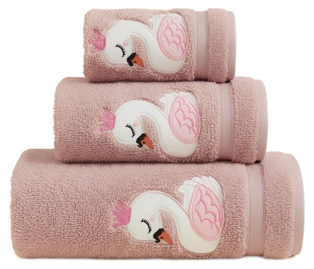 Kinderhandtuch 100% Baumwolle 30x50 cm - Puder, bestickter Produktbild 