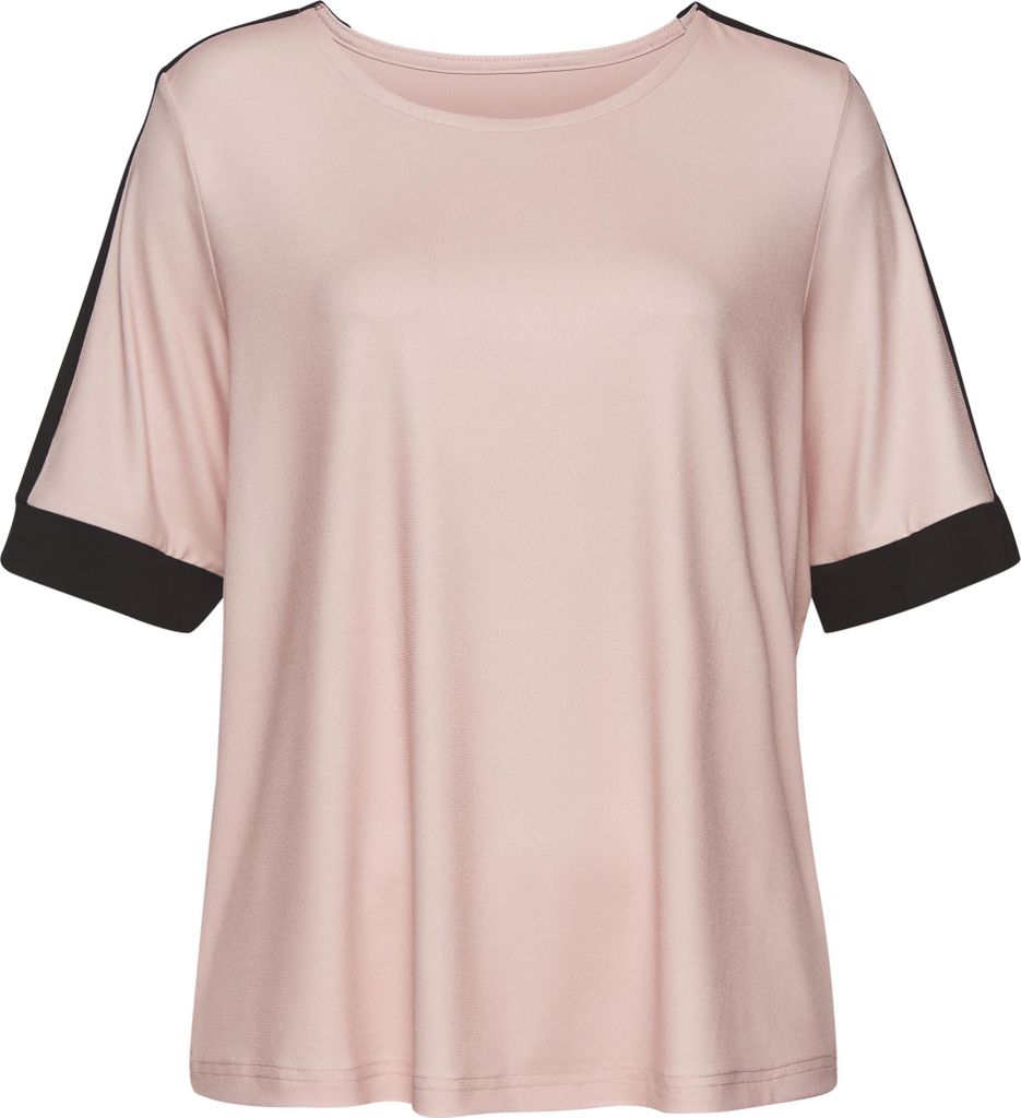 VIVANCE Kurzarmshirt mauve-schwarz Größe 44/46