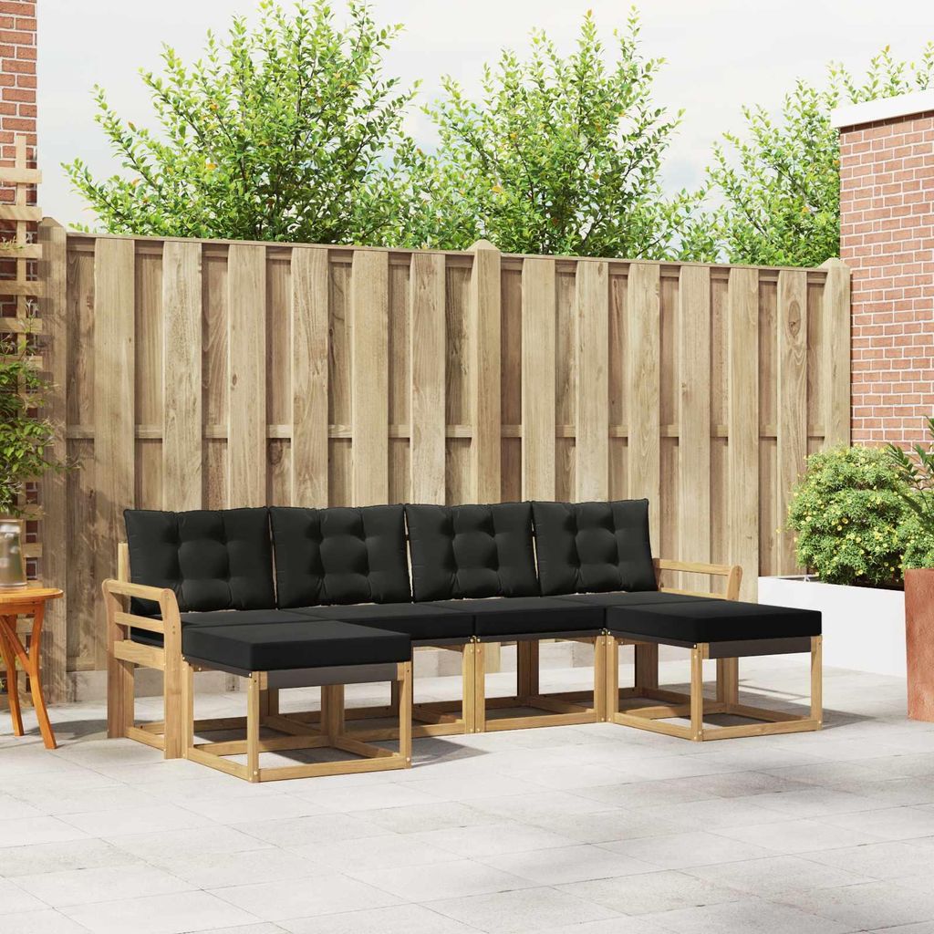 Möbel Outdoor-Sofagarnitur mit Kissen 6 pcs Weiß und SchwarzGartensofas - Gartensofas c3836