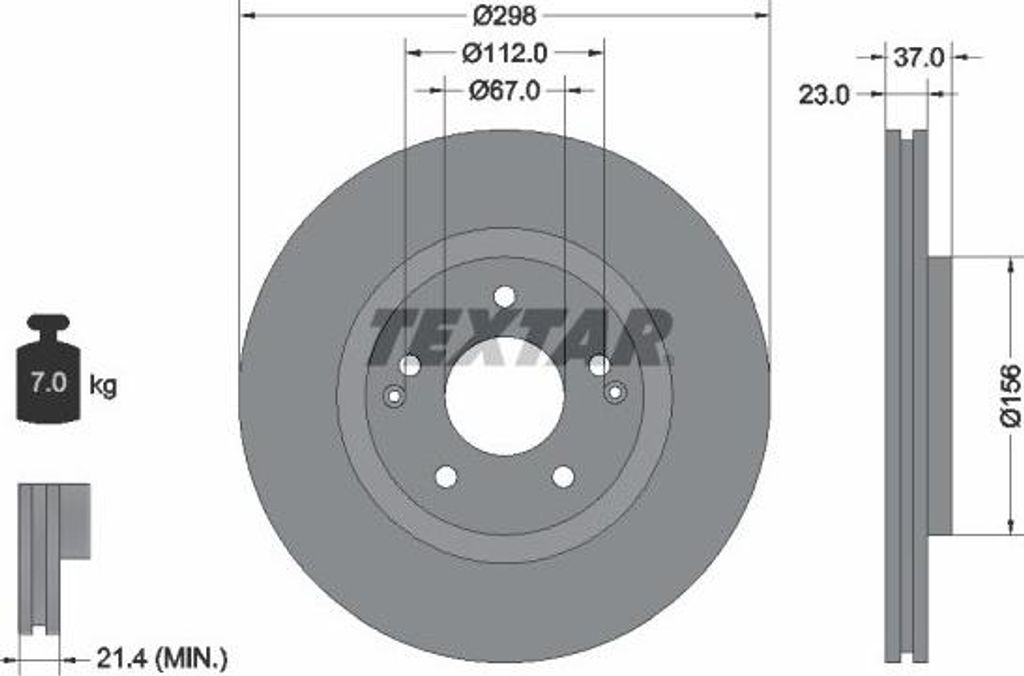 2x TEXTAR Bremsscheibe 92324903 für SSANGYONG Tivoli SUV Korando IV SUV (C300)