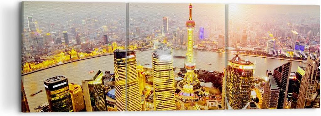 Bild auf Leinwand - Leinwandbild - Architektur asien gebäude - 120x40cm - Wand Bild - Wanddeko - Leinwanddruck - Bilder - Kunstdruck - Wanddekorat...