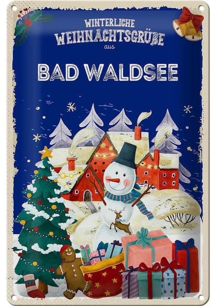 Blechschild Weihnachtsgrüße aus BAD WALDSEE 20x30cm