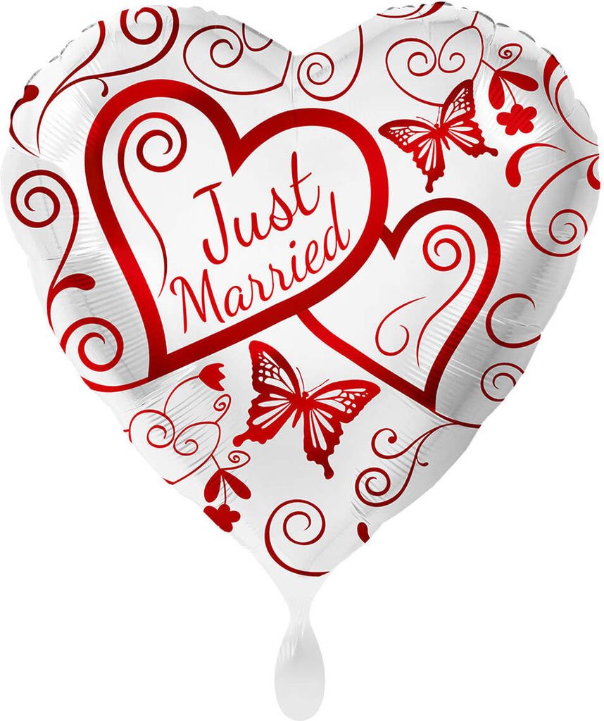 Just Married Herz Folienballon butterfly 43cm