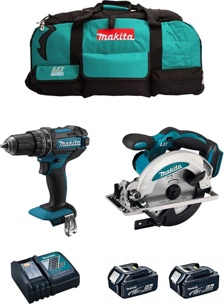 MAKITA Kit MK203 (DHP482 + DSS610 + 2 x 5,0 Ah + DC18RC + LXT600)