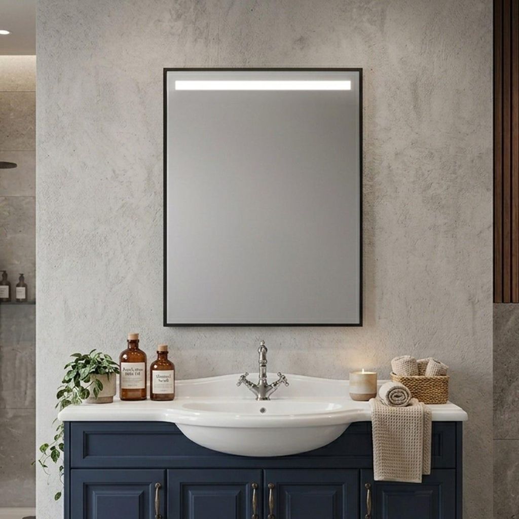 Spiegel 60 x 80 cm mit Hintergrundbeleuchtung und PVC-Rahmen