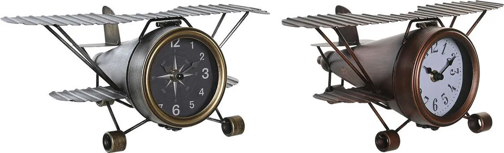 Horloge de table DKD Home Decor blanc en aluminium et verre 35x21x14 cm