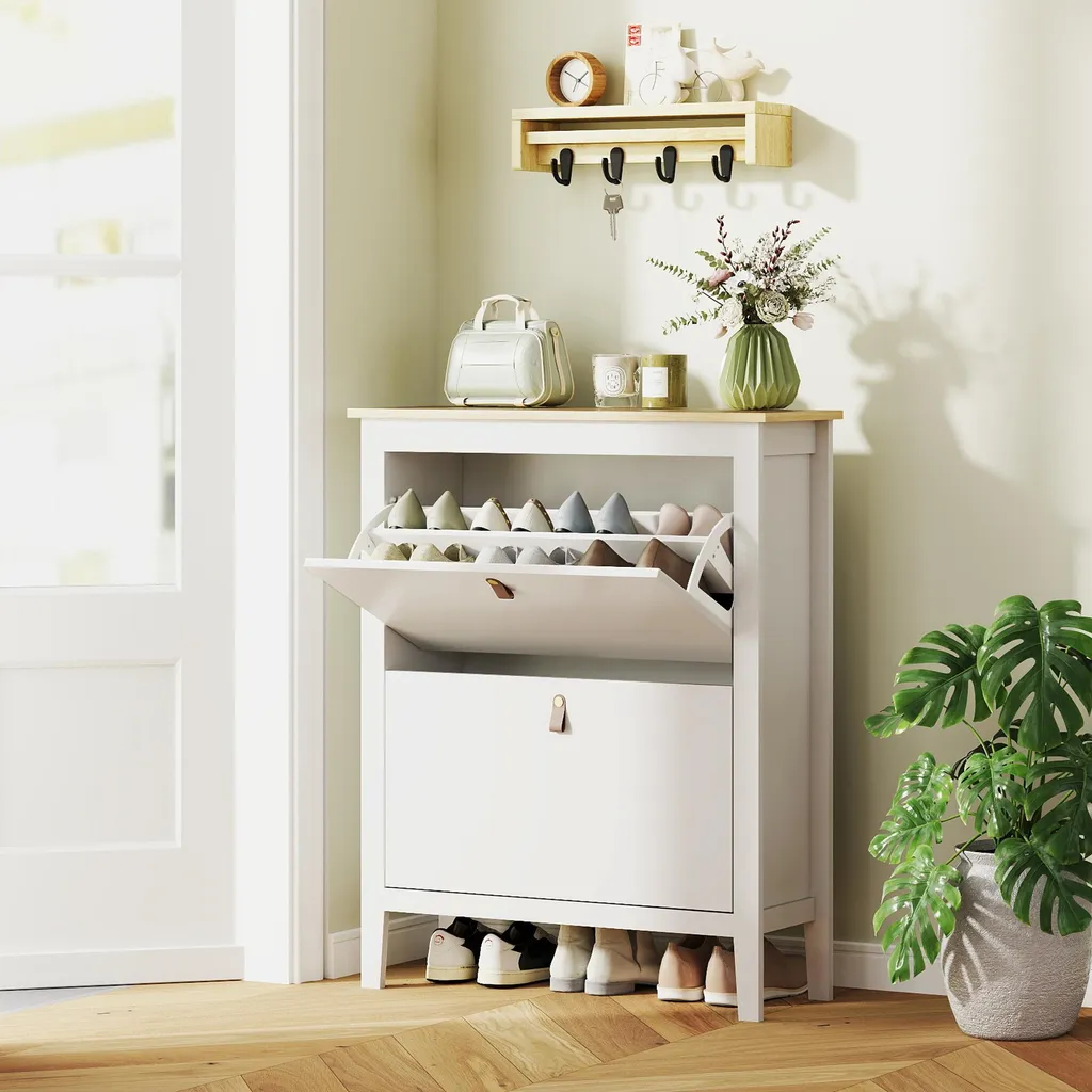 Étagère à chaussures blanche 80 cm avec tablettes réglables - Modèle S1