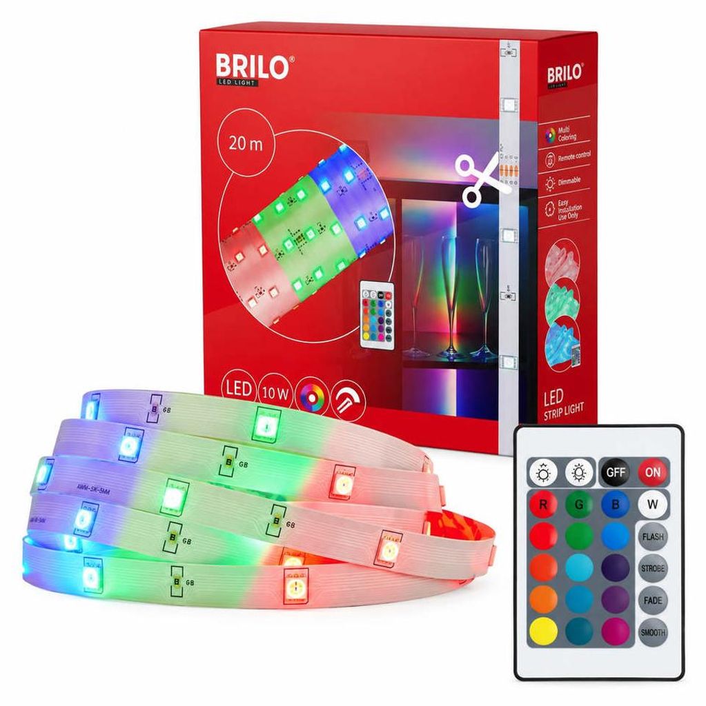LED-strip 20 meter, RGB, lichtband, met afstandsbediening, Productafbeelding 