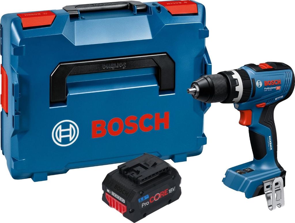 Bosch GSB 18V-65 Professional Akku Schlagbohrschrauber 18 V 65 Nm Brushless + 1x ProCORE Akku 5,5 Ah + L-Boxx - ohne Ladegerät