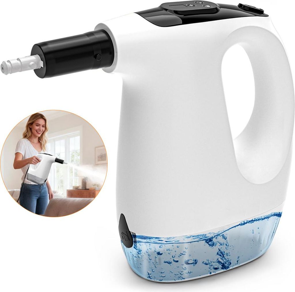 1200W Tragbarer Dampfreiniger für Küche, Handdampfreiniger mit 14 Zubehoerteile, 3-stufige Dampfeinstellung, Für Bad, Abzugshaube & Klimaanlage