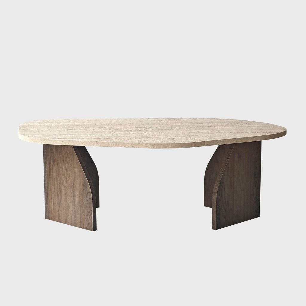 Skye Decor, Hochwertiger Couchtisch, Travertin und Walnuss, Produktbild 