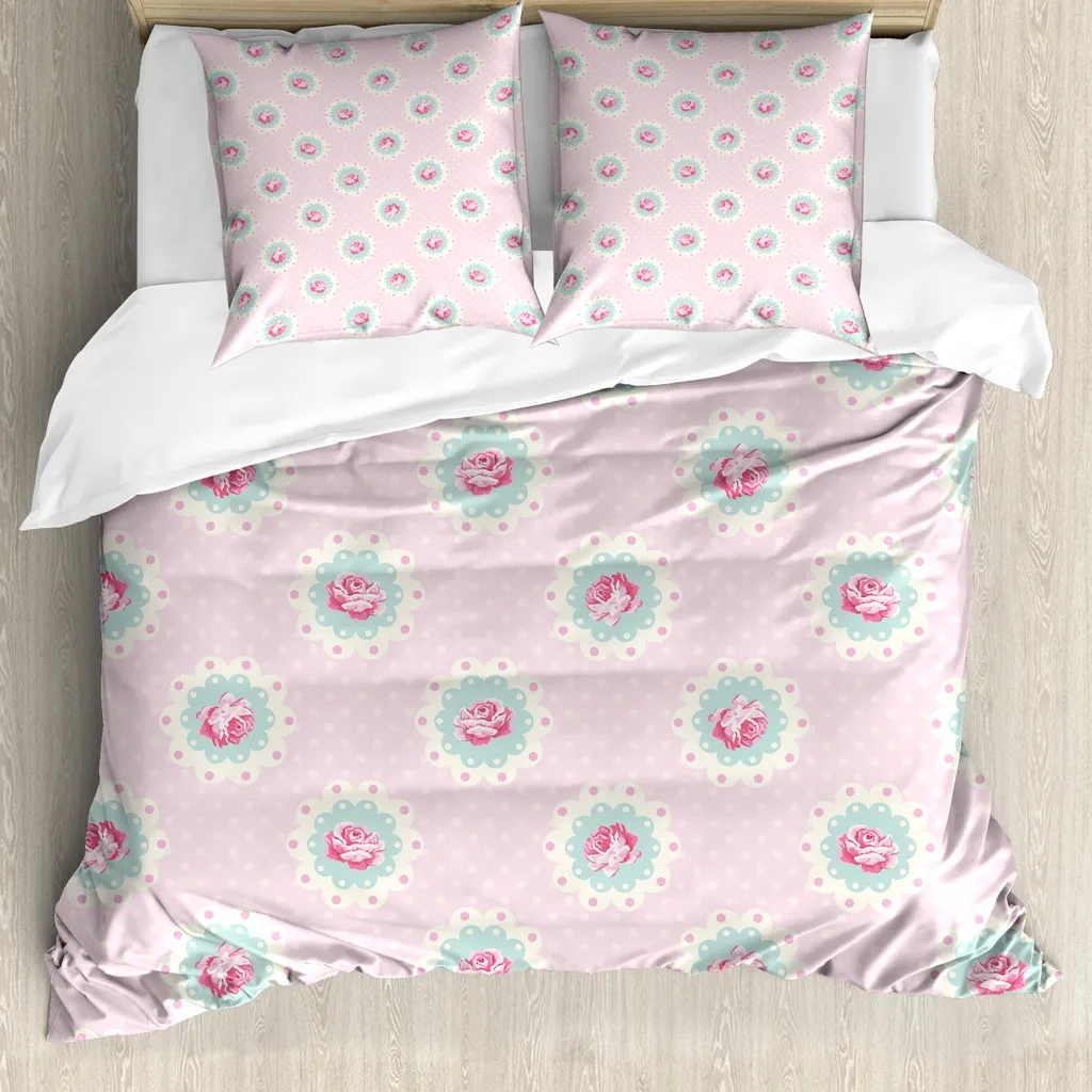 Parure de lit 2 personnes avec housse de couette fleurie 200x200
