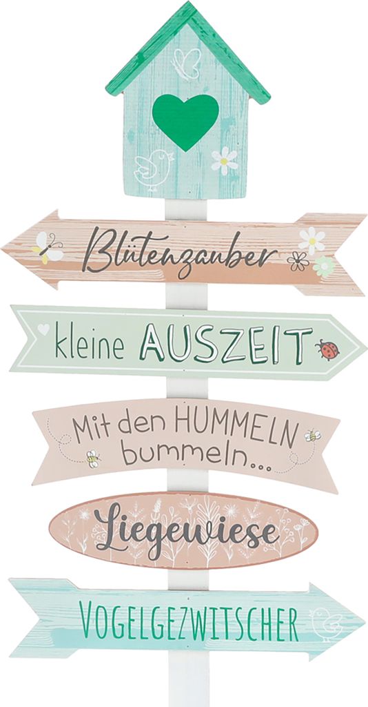 2.02 Gartenschild Wegweiser BLÜTENZAUBER - ca. 76 cm - Garten Deko Schild Regeln