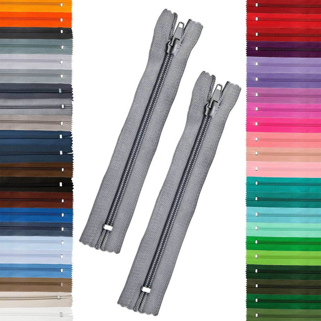 2 Reißverschlüsse 5mm spiral, 16cm, unteilbar, Autolock, Farbe frei wählbar, Farbe:134 grau