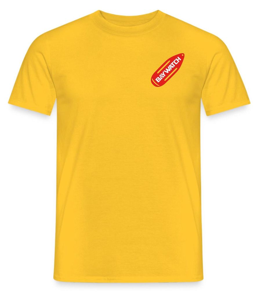 Spreadshirt Baywatch Rote Rettungsboje Brustmotiv Karneval Männer T-Shirt, S, Gelb