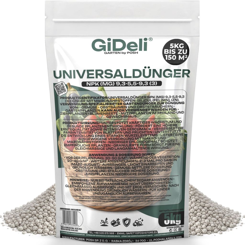 Universaldünger 5kg NPK Gartendünger chloridarm Gemüse Obst Produktbild 
