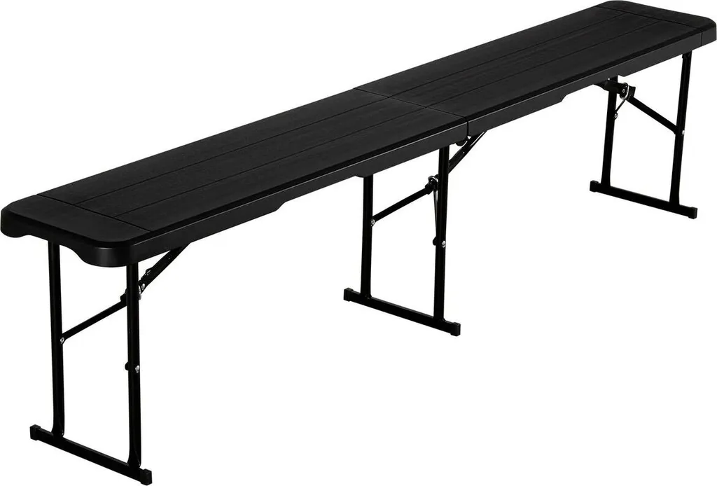 Banc de jardin pliable en plastique noir 1,80 m pour réception - 2 pcs