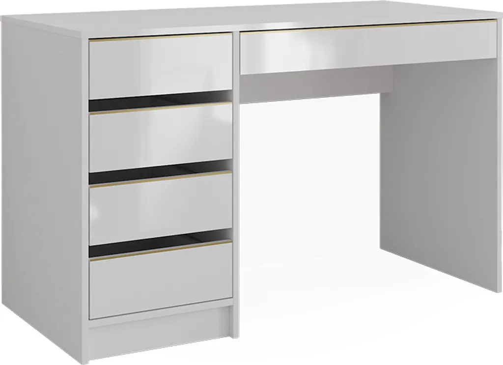 Table de Maquillage Vicco Sherry 120cm Blanc et Or Console de Beauté