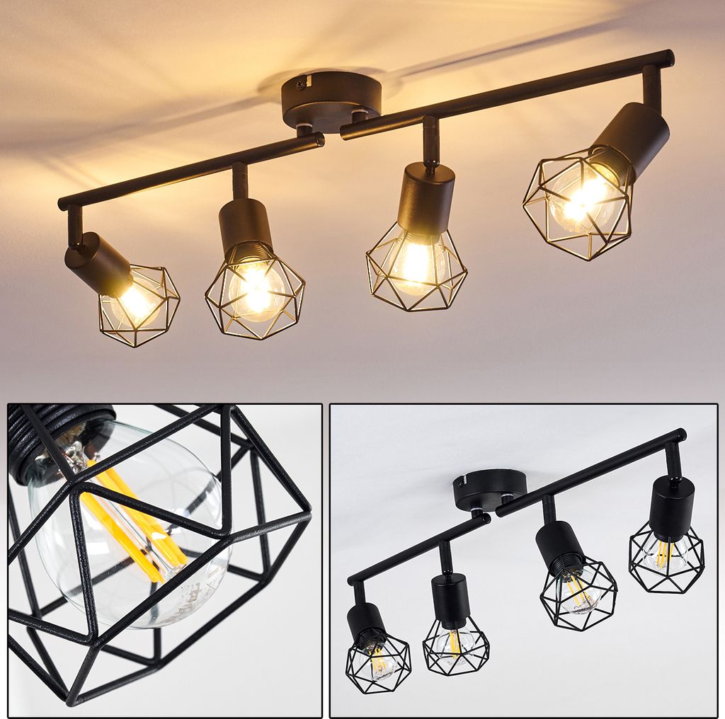 Borio »Borio« Retro/Vintage Deckenlampe aus Metall in schwarz
