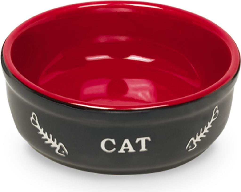 Nobby Katzen Keramikschale "CAT" Ø13,5 X 5 cm schwarz / rot