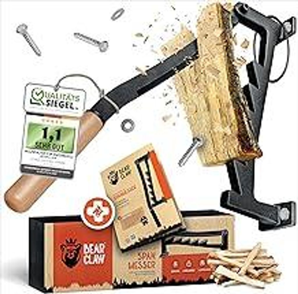 BearClaw Holzspalter manuell - Anzündholz Spalter zur Wandmontage - Handholzspalter, Spanmesser, Wand Holzspalter, Spalter Holz - Indoor & Outdoor...