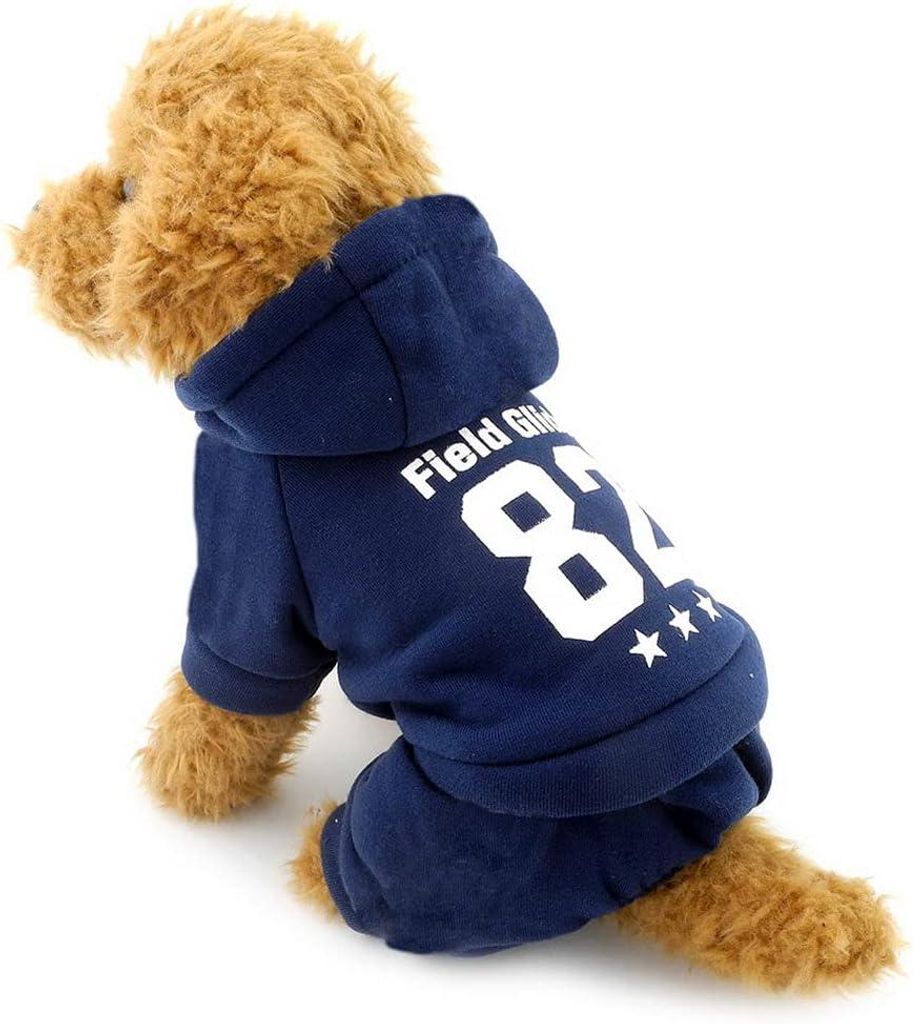 Ranphy kleiner Hund Winter Jumpsuit Sport -Outfits Fleece Sweatshirt Mantel Print Haustier Kleidung Blau l