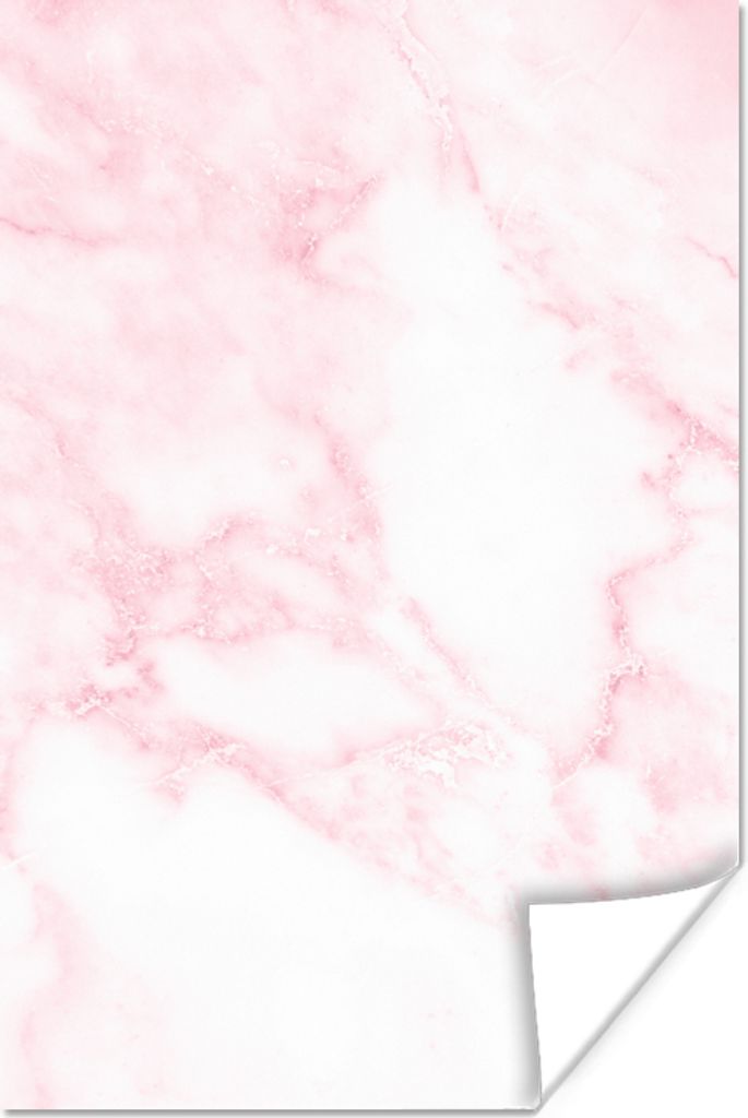 MuchoWow Poster Marmor - Weiß - Rosa - Chic - Marmoroptik 80x120 cm - Papierdruck