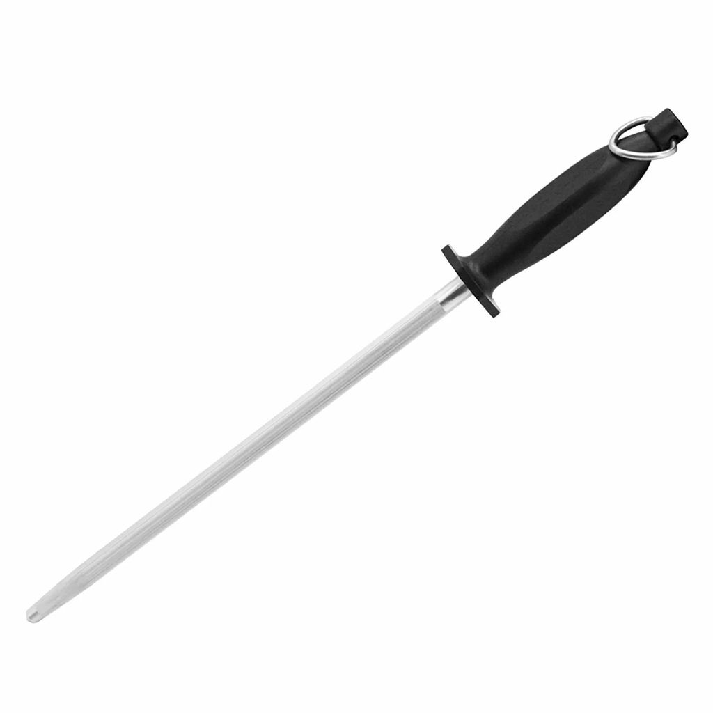TOMGAST JUSTCUT 25 cm Kohlenstoffstahl-Schärfer – Schwarze Griffe aus robustem Kunststoff