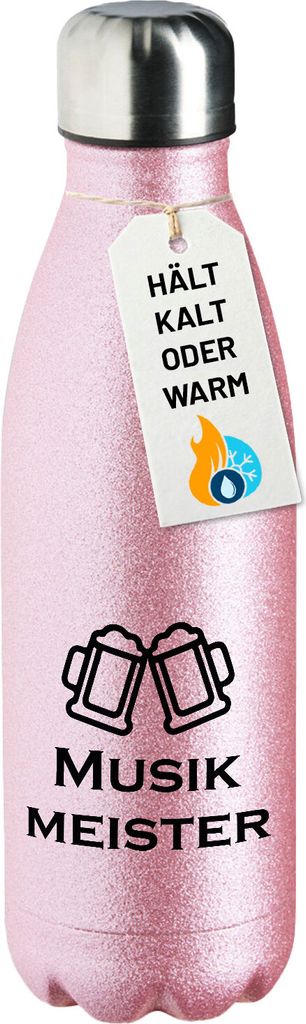 Huuraa Trinkflasche Musikmeister Spielmanszug 500ml Pink Edelstahl Wasserflasche Trinkflasche Geschenkidee