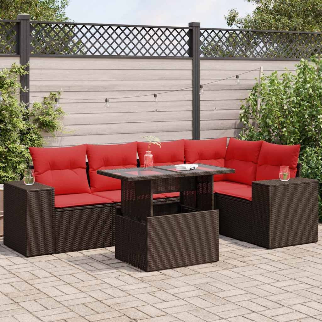 Maison Exclusive - 6-tlg. Garten-Sofagarnitur mit Kissen Braun Poly Rattan Akazie