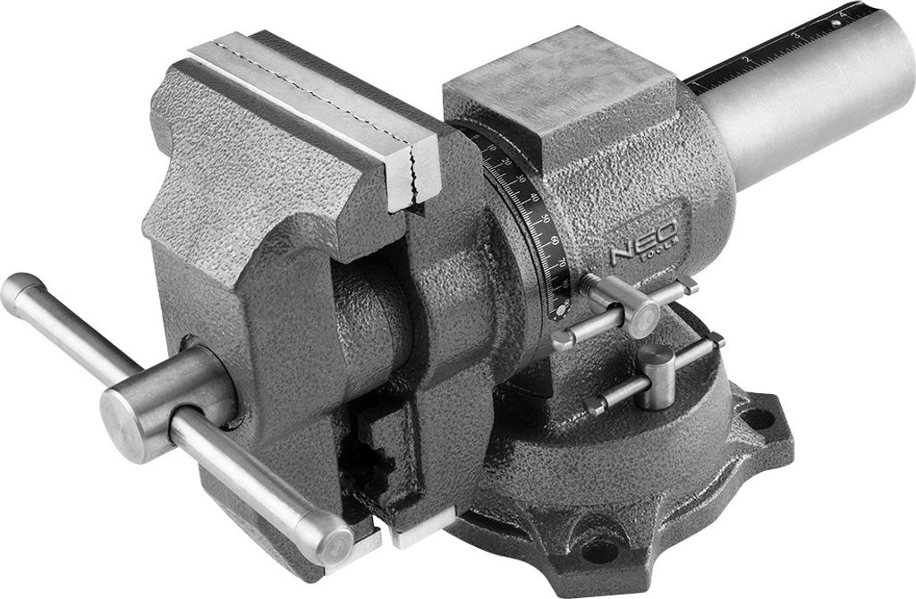 NEO TOOLS Drehbarer Schlosserschraubstock 100 mm, 360 Grad, mit Amboss, zwei Arten von Backen für ovale und regelmäßige Werkstücke. Hergestellt...