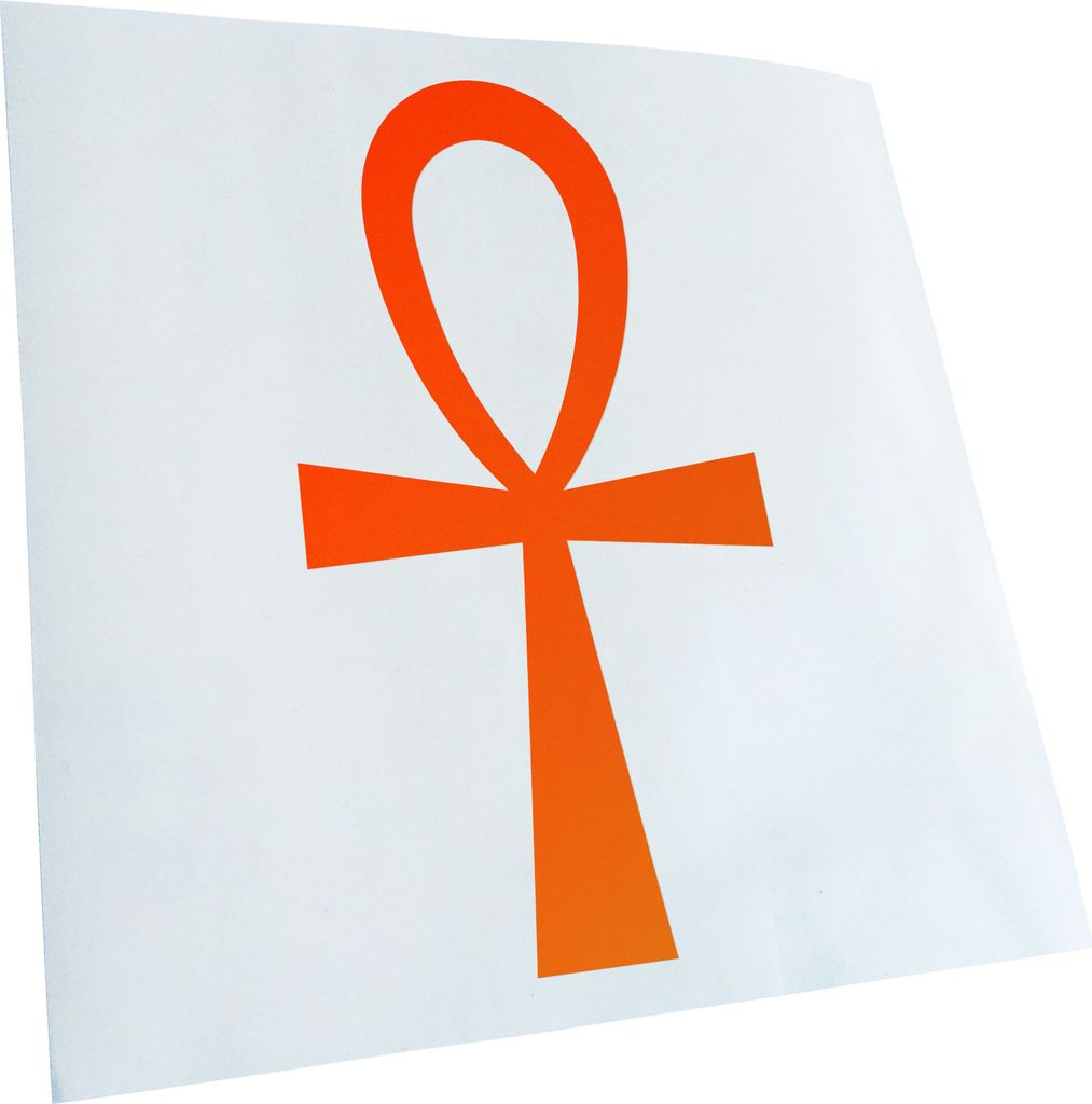 Kiwistar - Autoaufkleber - Neonorange - 60 x 33 cm - Ankh Kreuz - Heckscheibenaufkleber - Aufkleber für Auto Kfz Fahrrad, LKW, Truck Mofa