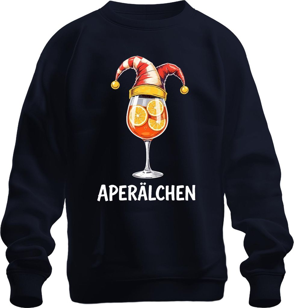 Aperälchen Aperol Spritz Cocktail Glas Orangenscheiben Lustig Uni Sweatshirt Pullover, Navy, M