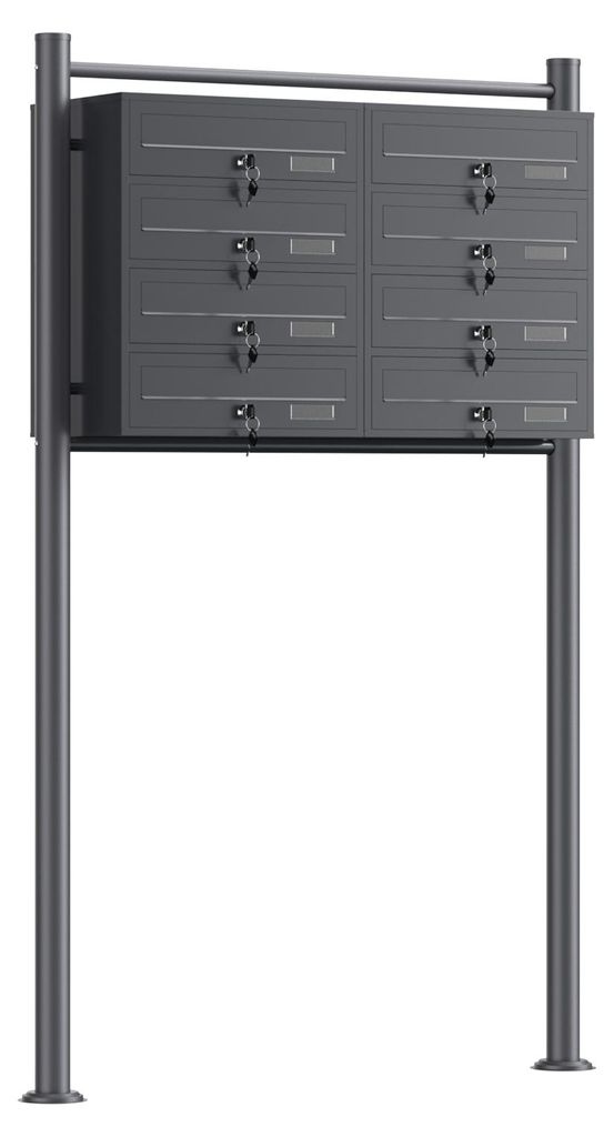 Wiltec 8er Briefkastenanlage Anthrazit 945 x 270 x 1500 mm, Produktbild 