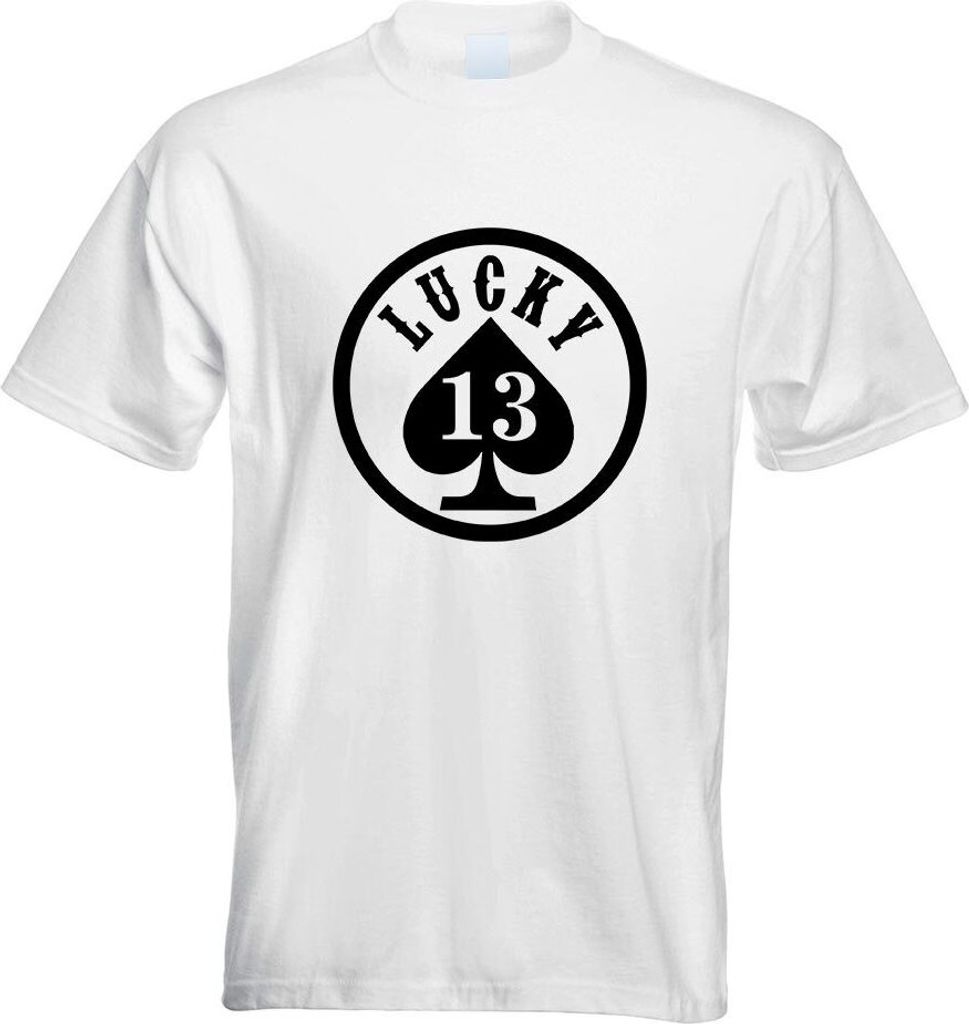 Kiwistar - T-Shirt - Weiss - Lucky 13 Motiv Bedruckt Funshirt Design Print - mit Motiv Bedruckt - Funshirt Design - Sport - Freizeit - Herren - L