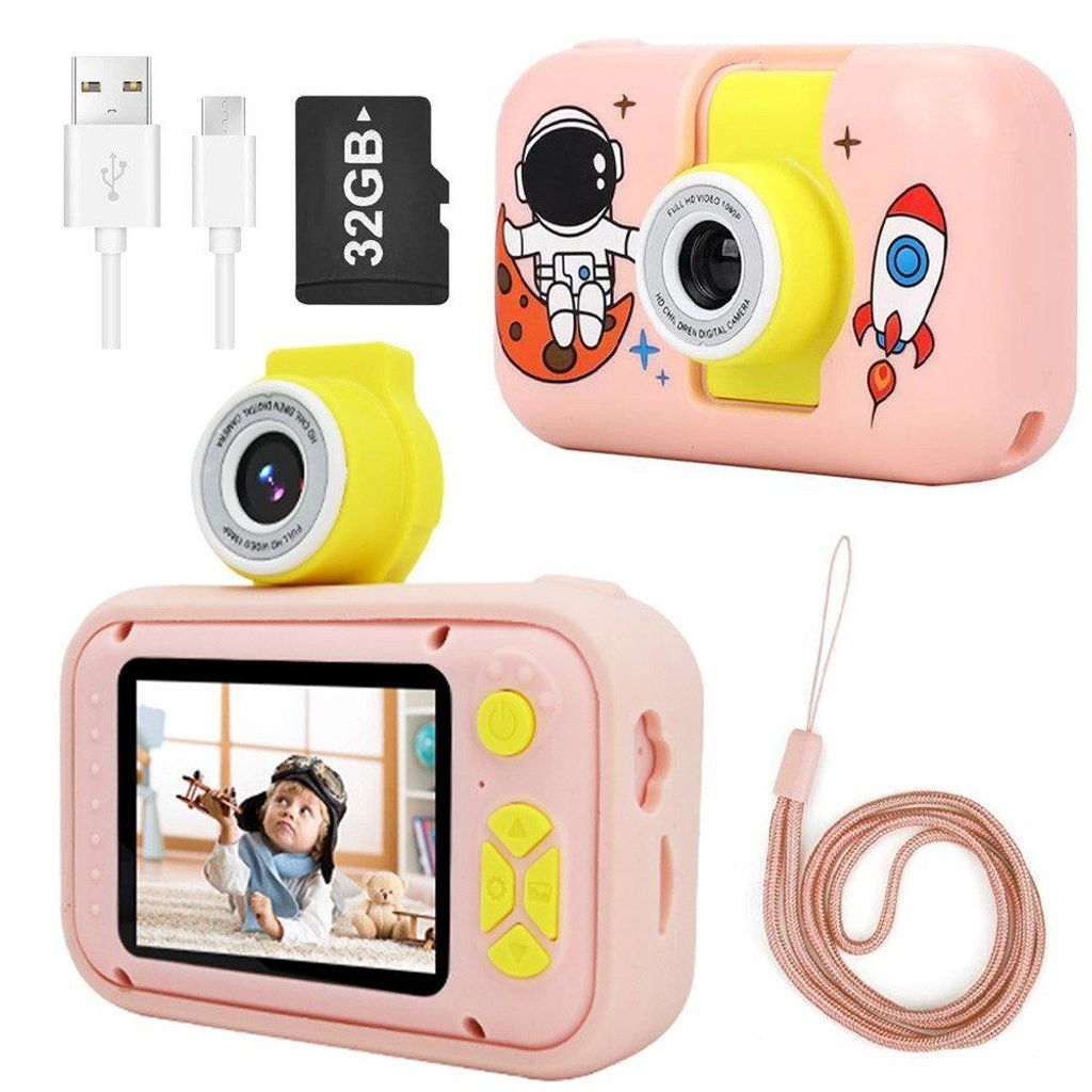 Kinderkamera mit 32 GB Speicherkarte und drehbarem Objektiv Produktbild 