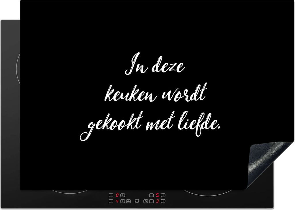 KitchenYeah Herdabdeckplatte In dieser Küche wird mit Liebe gekocht - Kochen - Sprichwörter - Zitate - Liebe , 75x52cm, Küche Deko, Glaskerami...