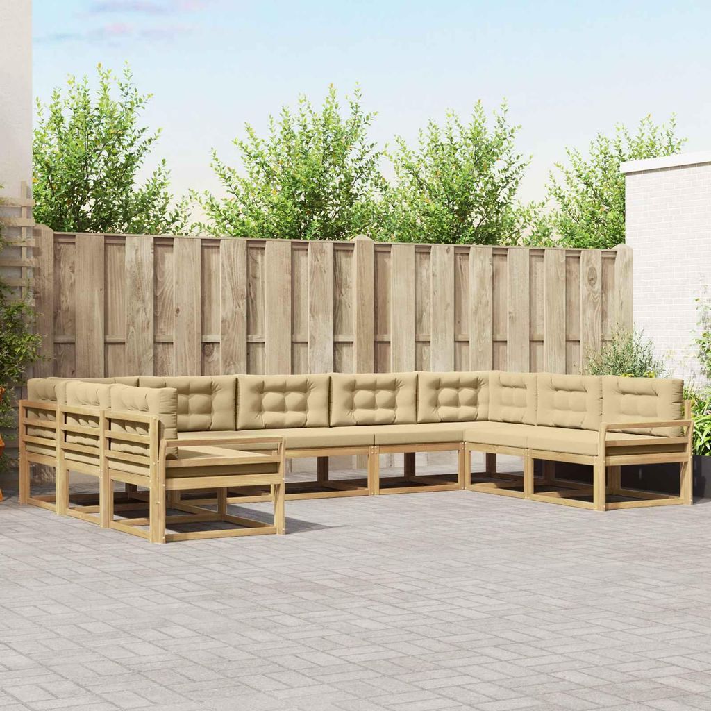 Möbel Outdoor-Sofagarnitur mit Kissen 9 pcs Weiß und BeigeGartensofas - Gartensofas c2900