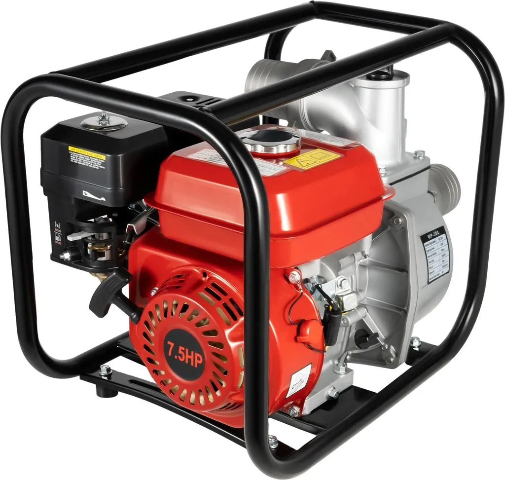 Pompe à eau thermique 4 temps 7,5 CV 196 cm³ haute pression rouge 76mm