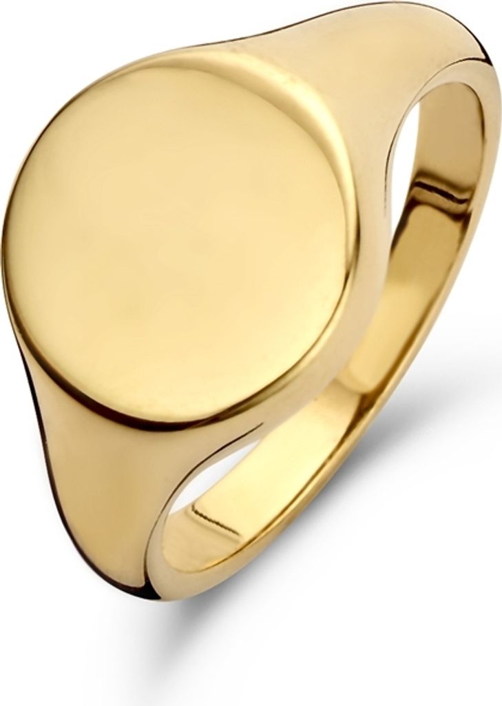 New Bling Zilveren Zegel Ring 9NB 0268 60 - Maat 60 - 12 x 20 mm - Goudkleurig