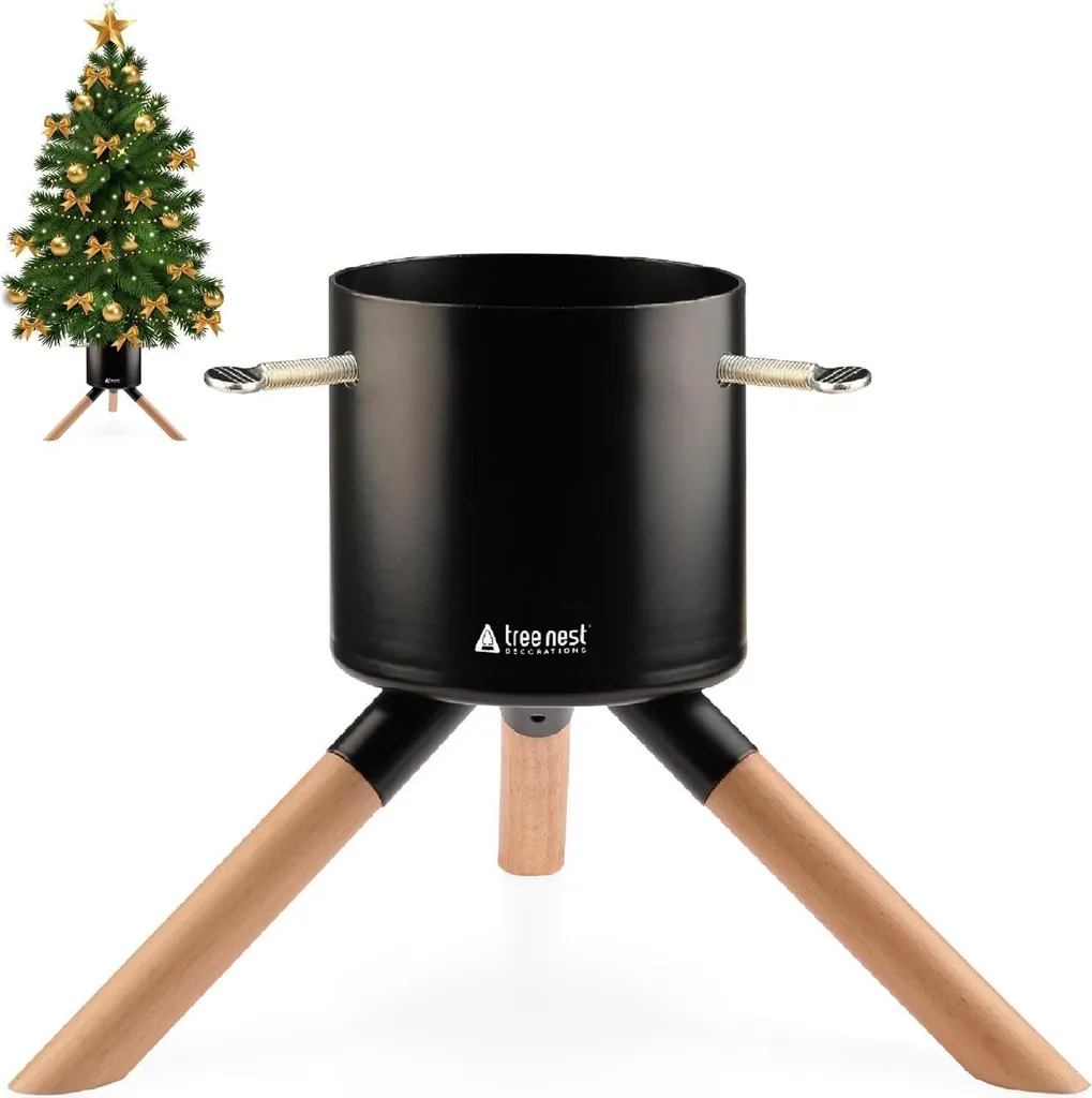 Support de sapin stable noir pour arbre 1,5m avec bac d'arrosage