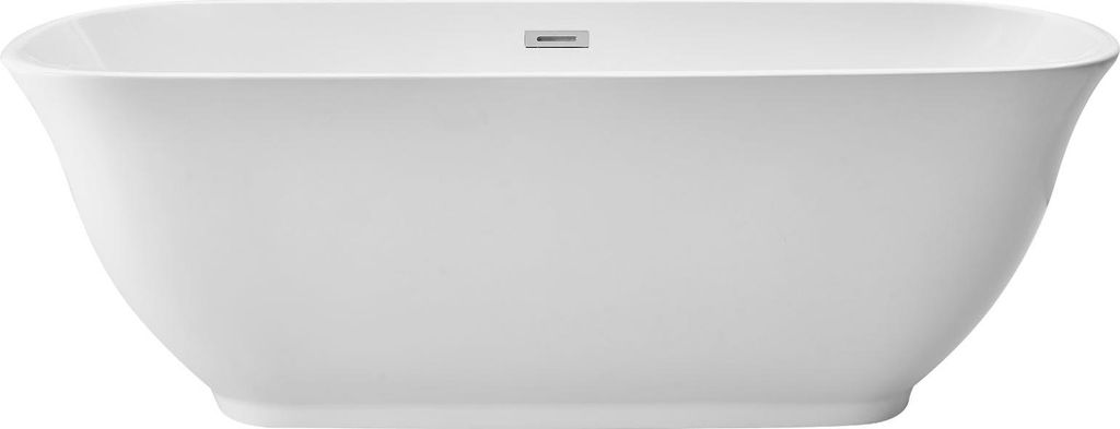SucceBuy Freistehende Badewanne aus Acryl, modernes Design, 170 x 75 x 57 cm, Fassungsvermögen 240 L, oval mit Überlauf und poliertem Chrom-Abflu...