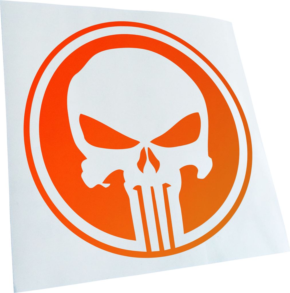 Kiwistar - Autoaufkleber - Neonorange - 40x40cm Punisher USA - Tank Totenkopf Aufkleber für Auto, Laptop, Fahrrad, LKW, Motorrad mehrfarbig JDM De...