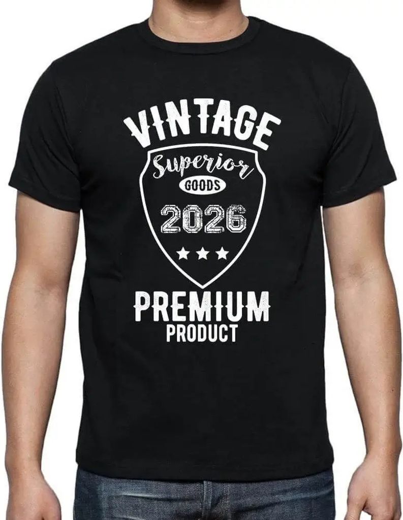 Herren Grafik T-Shirt Vintage Superior Goods Premium Product 2026 Öko-Verantwortlich Vintage Jahrgang Kurzarm Lustige Druck Geburtstag Geschenk Mann