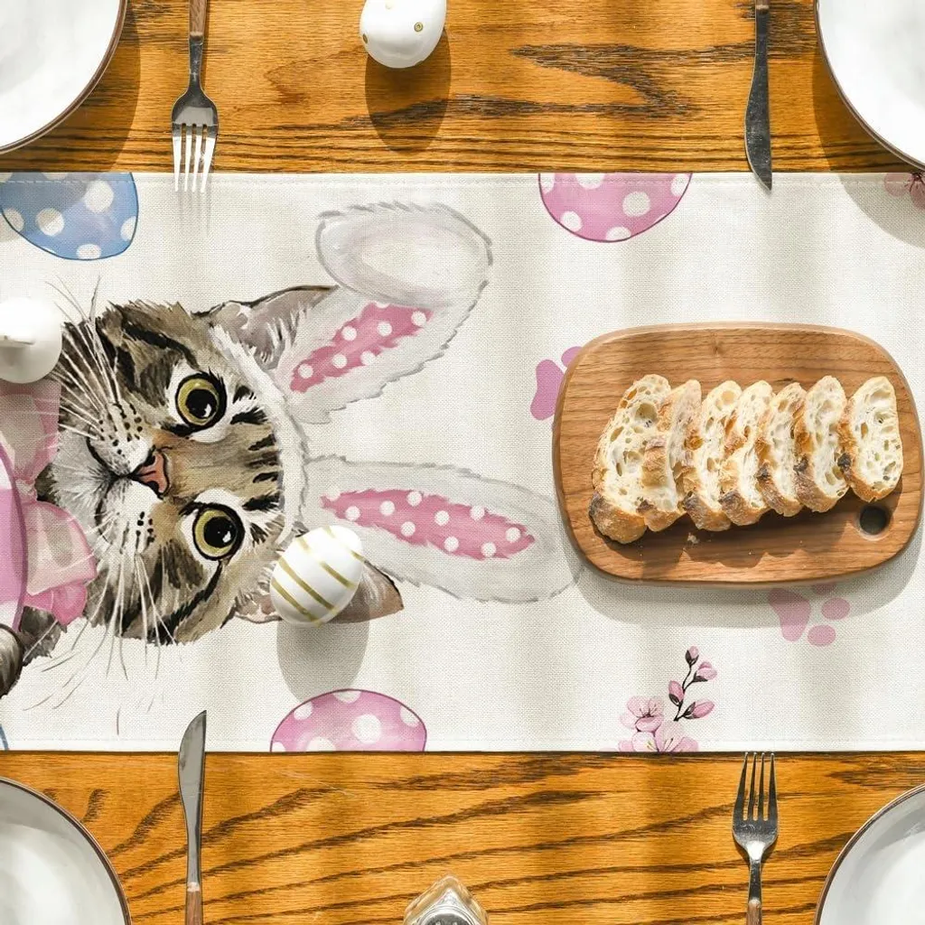 Linge de table de Pâques décoratif avec chemin et 4 sets de table - 9
